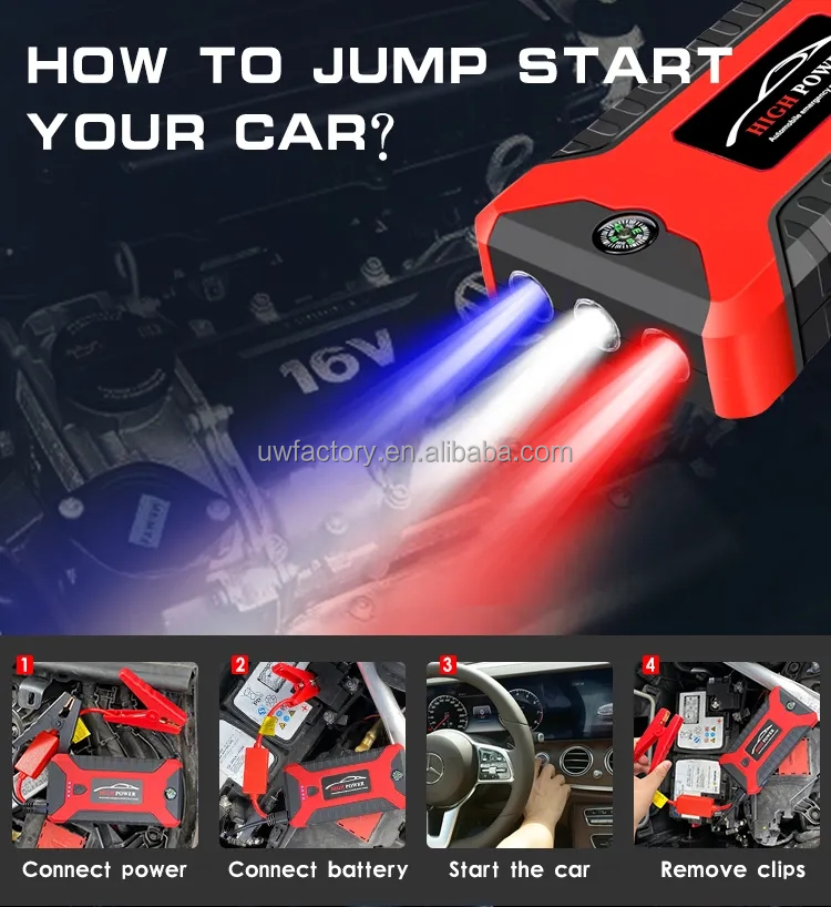 Hybrid Inverter Compatible 12V/24V Multi-Function Jump Starter with Air Compressor and 600A Portable Battery Charger