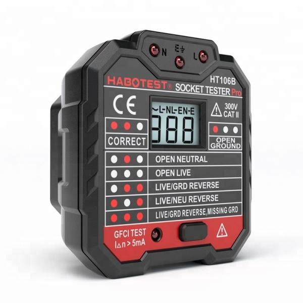 HT106B GFCI RCD Socket Outlet Tester 90 - 230V Voltage Measurement With LCD