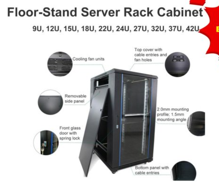 600*800*1600mm SPCC Cold Rolled Steel Data Center Server Rack for Network Cabinet