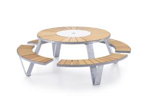 High End D1800*H780mm Round Picnic Table Set With Cushion