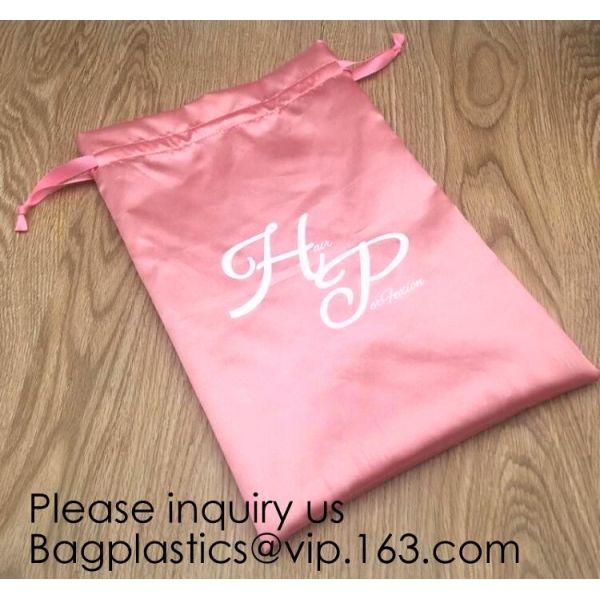 Gold Blue White Satin Packaging Bag For Towel,White Satin Bag With Gold Printing,Silk Packaging Bags For Clothing Indust