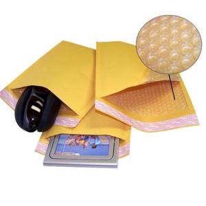 China Kraft Yellow Bubble Wrap Envelope / Kraft Paper Mailers UV Proof 175x260mm #D wholesale