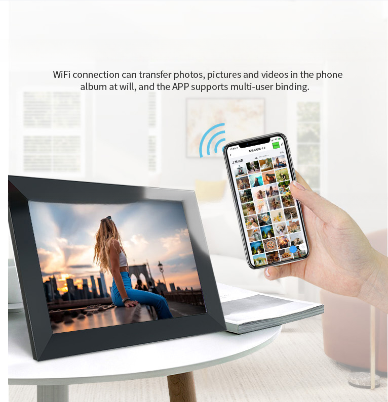 Vphoto APP 10.1" inch LCD LED touchscreen WIFI digital photo frame cloud photo video frame loop display for NFT advertising