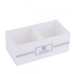 White acrylic with stainless stick tea box can hotel supply
