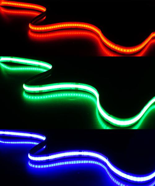 Quality 24V RGB IP20 840LEDs/M Flexible Tape Rope Light Color Changing COB LED Strip for sale