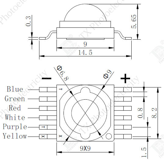 High Power 10W LED Diode 6in1 RGBWAUV Multicolor LEDs Chip