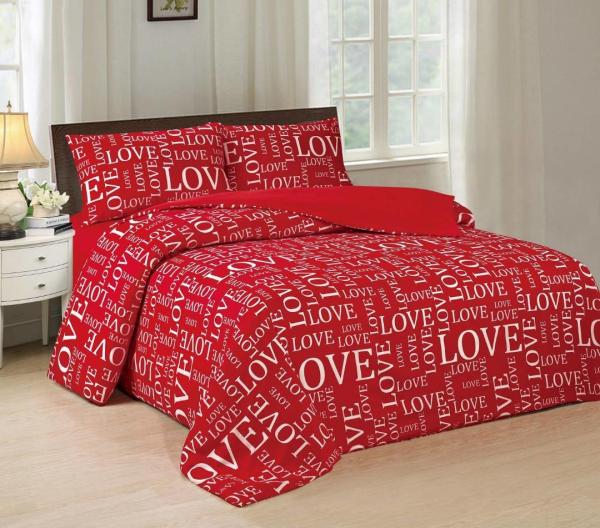 Quality Red Fabric 4 Piece Bedding Set Quick Drying With ISO9001 Certificated for sale