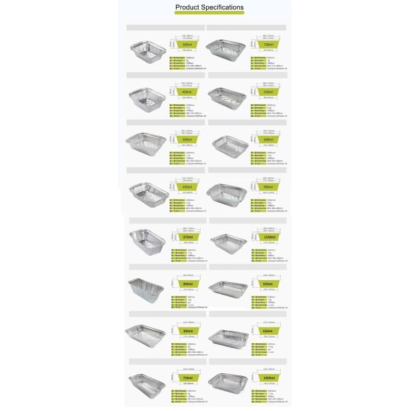 500ml 900ml 1000ml Foil Tray Disposable Food Aluminium Foil Container Foil Pan With Lid