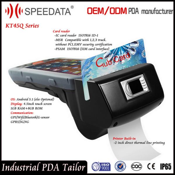 Quality Mobile Android Barcode Scanner Device , Fingerprint Handheld Barcode Printer for sale