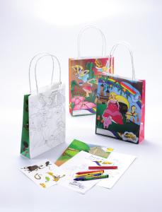 Custom Kraft Branded Paper Bags Offset Printing 160x100x210mm With Crayons