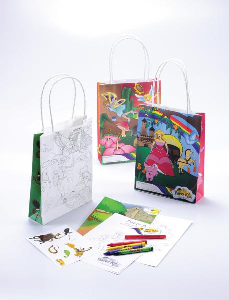 Quality Custom Kraft Branded Paper Bags Offset Printing 160x100x210mm With Crayons for sale