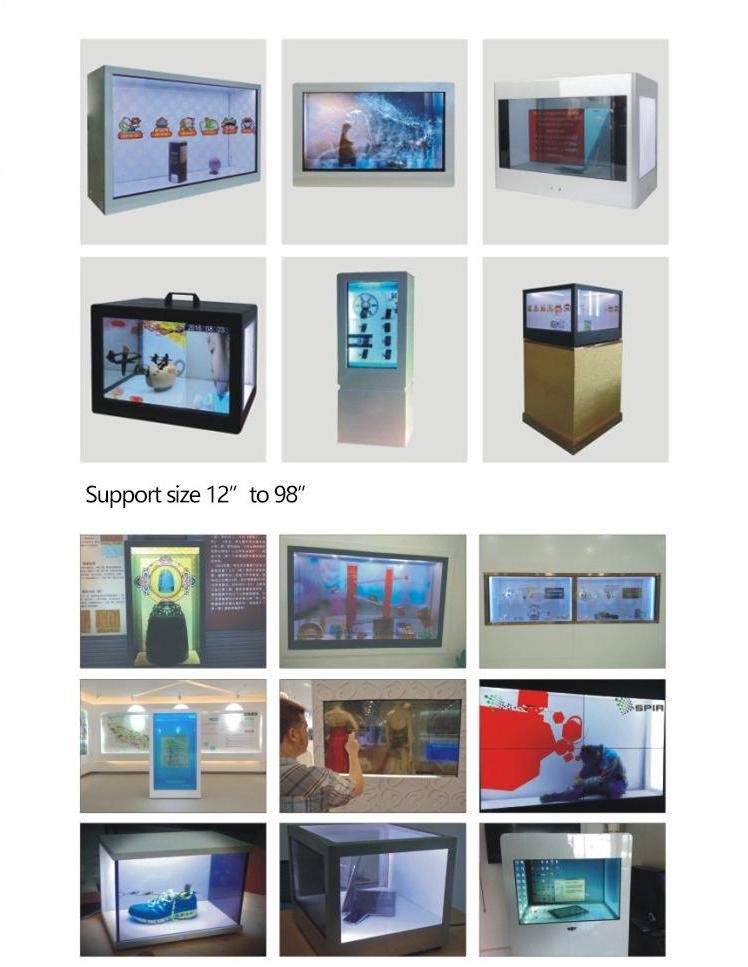Capacitive Touch Wall Hanging 23.6" 3D Transparent Monitor Lcd Display For Media
