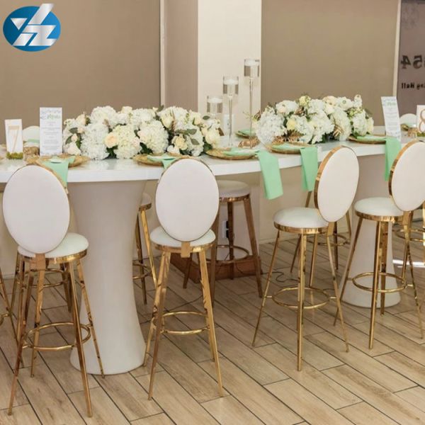 Round Back High Stool Bar Pub Table Chair Set Stainless Steel