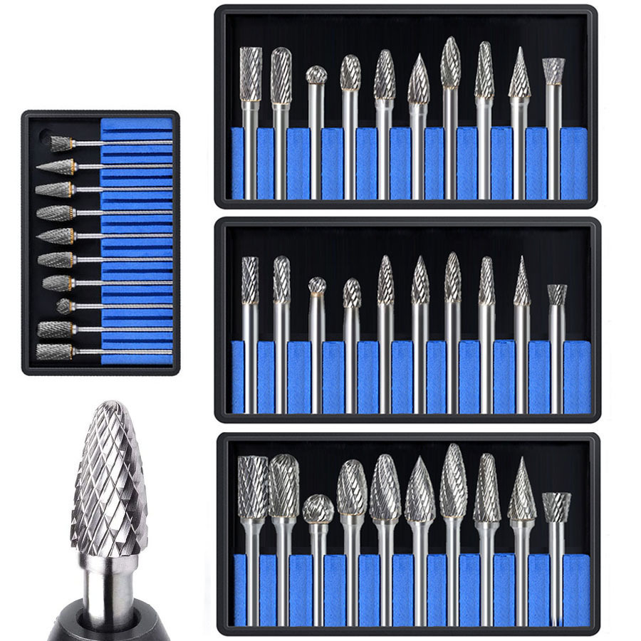 8PCS 6mm Shank Diameter Tungsten Carbide Rotary File Burr Set