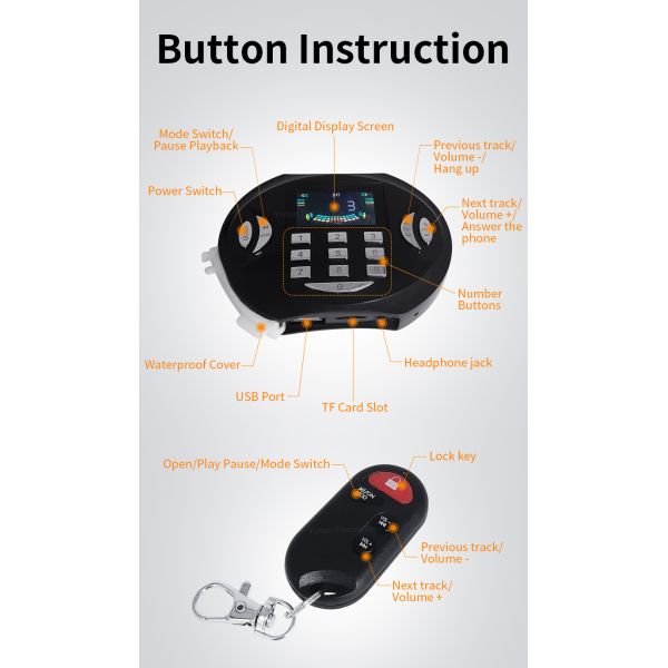 Anti Theft Alarm Motorbike Music Player , 2 X15W Motorcycle Radio Kit
