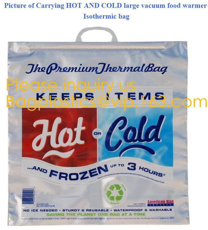Custom Packing Aluminum Foil Zip-Lock Grocery Handle Thermal Insulation Cooler Bag For Outdoors,Promotional Insulated La