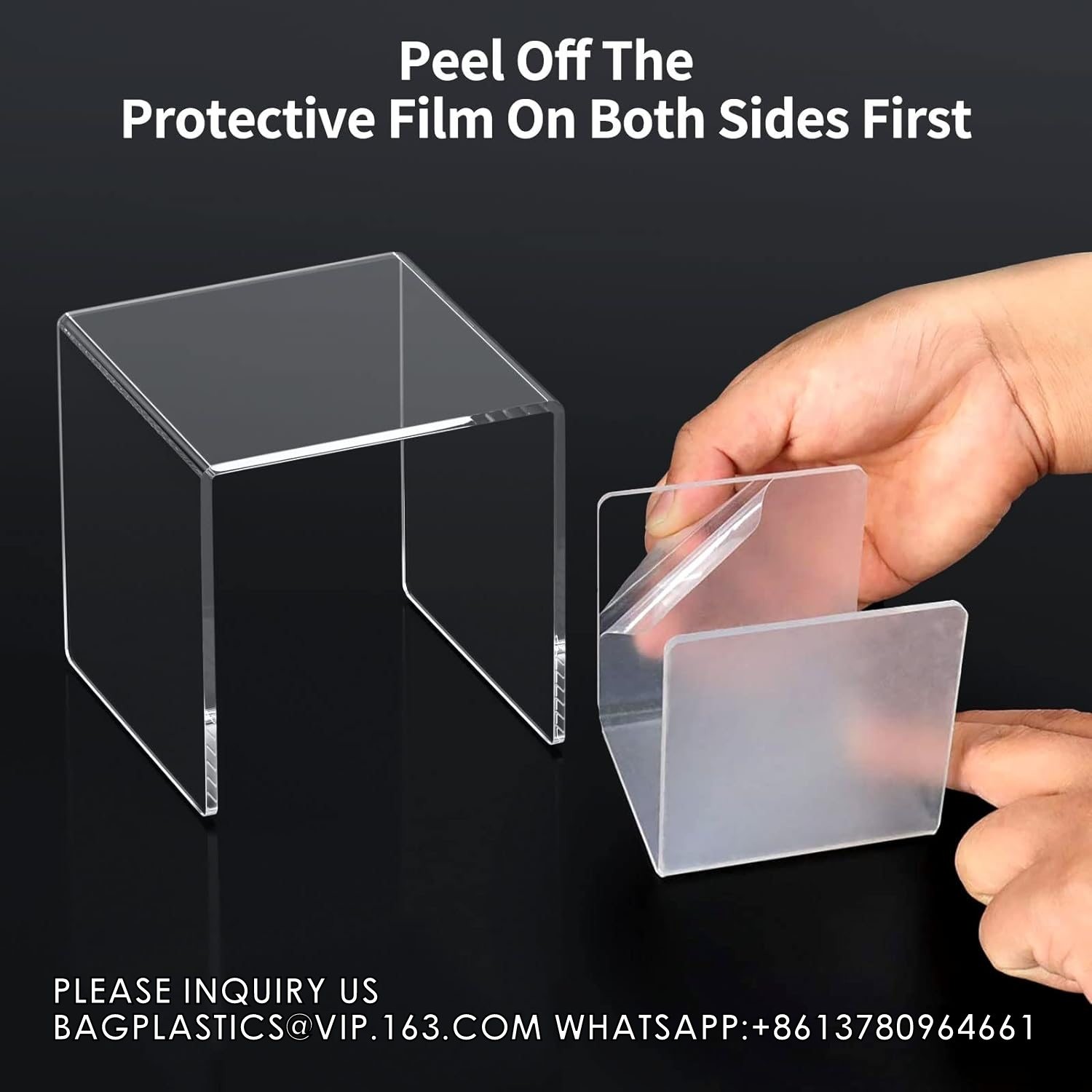 Acrylic Display Boxes Clear Cube Riser Transparent Display Cases For Collectibles 5 Sided Acrylic Cube Organizer