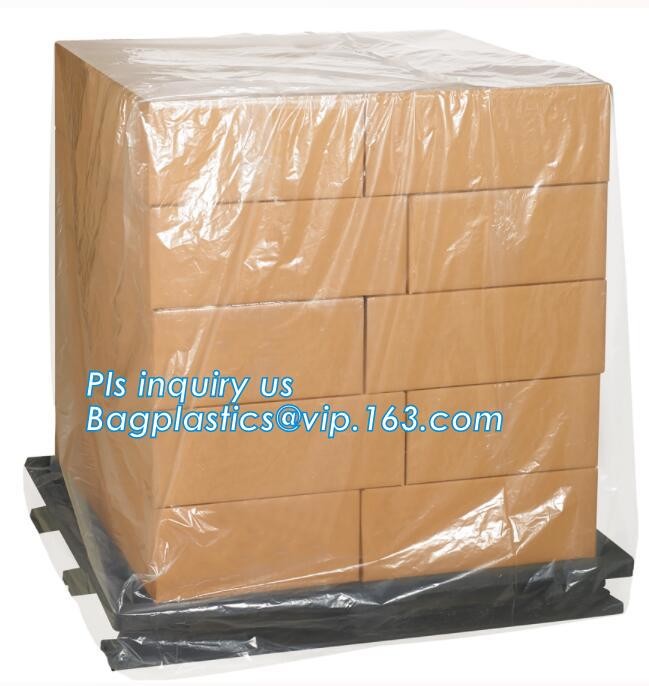 Customized Square Bottom or Side Guesst Plastic Protective Pallet Covers, 4 Mil Dust proof Clear Pallet Covers, BAGPLAST