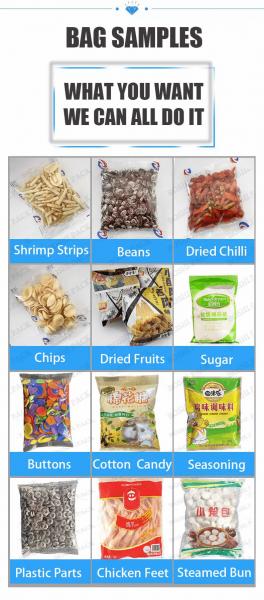 PLC Control Snack Packing Machine For Puffed Food Potato Chips Candy