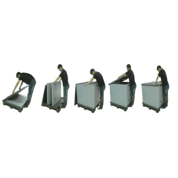 auto pack plastic hopper transport storage pallet box packaging automotive gaylord box with hinged lids