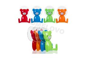 China Customized Red Plastic adhesive Removable Wall Hooks Traceless , Cute animal design wholesale