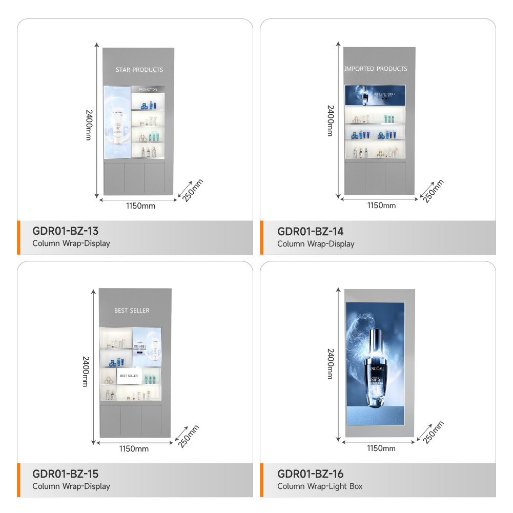 Beauty Shop Display Furniture Grey Wooden Display Cabinet With Light Box For Cost-Effective Shop Rack And Premium Shop Stand