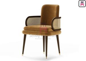 China Velvet Upholstered Dining Chair 0.38cbm With Canework Armrest wholesale