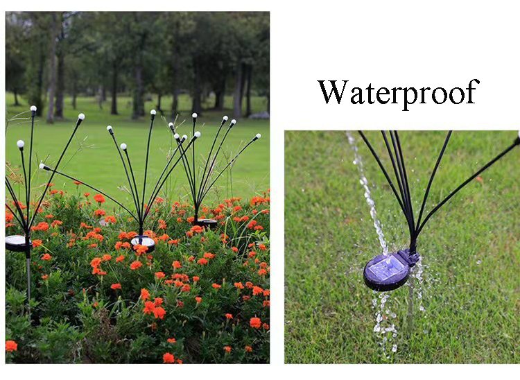 Solar Powered Firefly Garden Decorative Light Waterproof for Outdoor Pathways 8 Heads