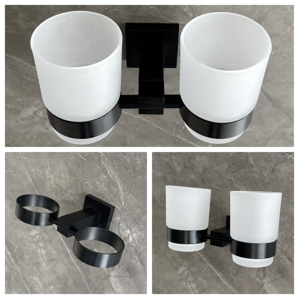 Polished Bathroom Tumbler Holders Wall Mounted Glass Stainless Steel Toothbrush Holder