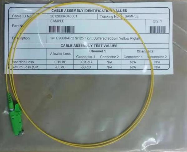 Quality 1310nm Fiber Optic Pigtail Cables , simplex E2000 APC Pigtails for sale