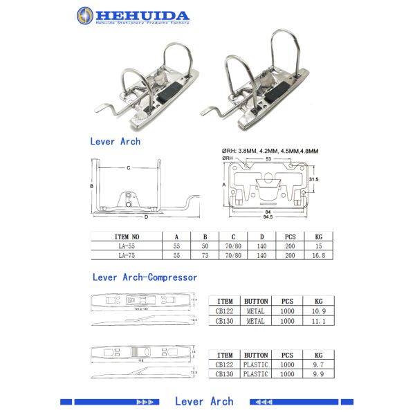 Metal Lever Arch Clips 3 Inch 2 Inch Lever Arch Mechanisms LA075B