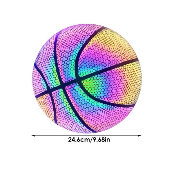 Luminous Basketball Ball Holographic Reflective Lighted Flash Ball Glowing Basketball