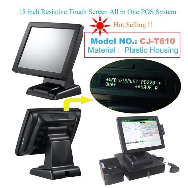 8 Digital Display 15 Inch 400cd/㎡ Touch Screen Pos Machine