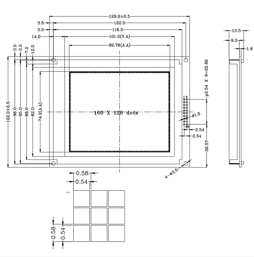 Factory Customize Monochrome Character Dot Matrix LCD Module