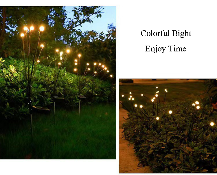Solar Powered Firefly Garden Decorative Light Waterproof for Outdoor Pathways 8 Heads