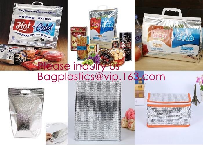 Custom Packing Aluminum Foil Zip-Lock Grocery Handle Thermal Insulation Cooler Bag For Outdoors,Promotional Insulated La