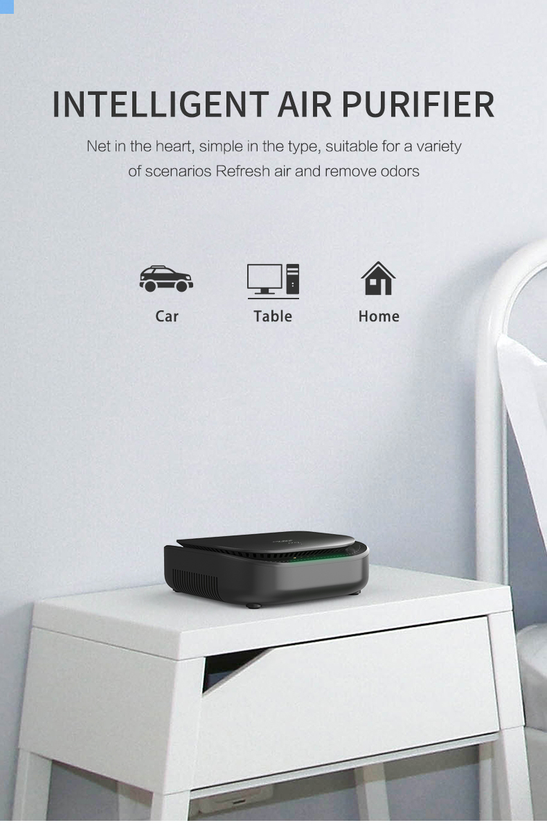 PM2.5 Display Mini Portable Intelligent Air Purifier Smart Touch Car HEPA Filter Air Purifier With Air Quality Sensor
