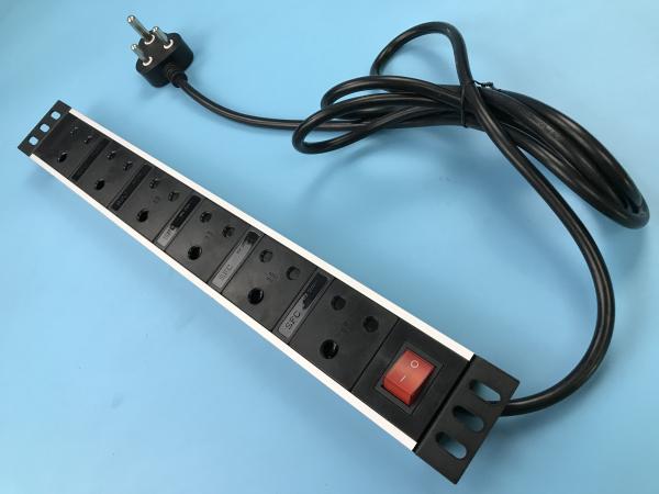 Quality 6 Outlet Multi Socket Power Strip , Metal Flat Plug South Africa Power Bar Vertical Installation for sale