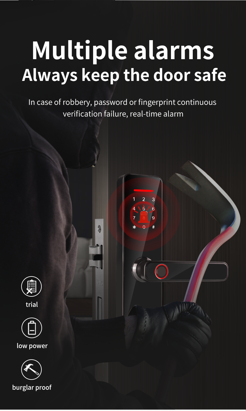 Tempered Glass Tuya Door Lock With Fingerprint S811 Password Smart Lock