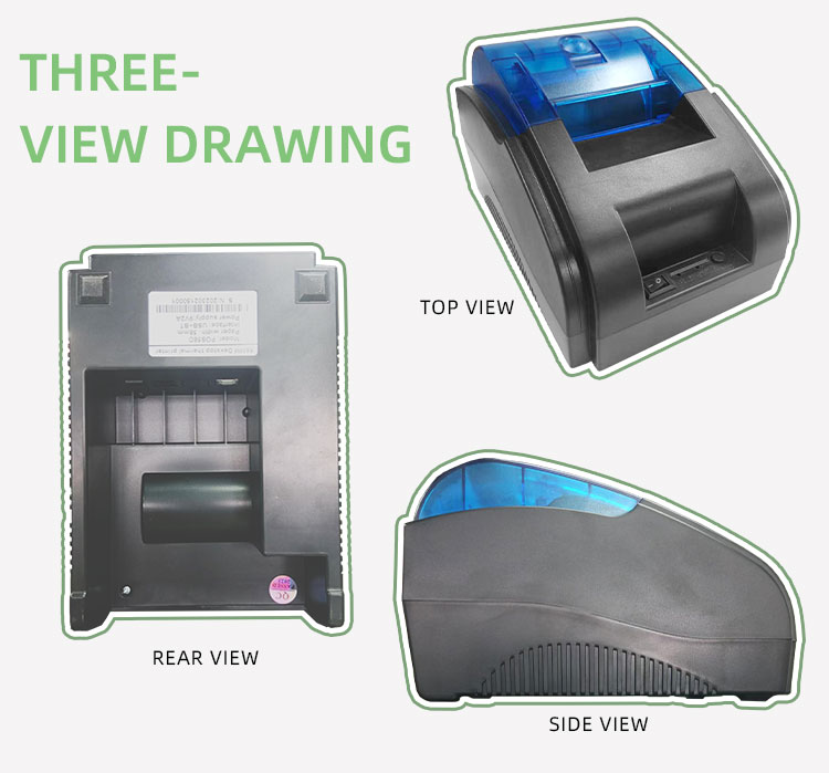 Thermal Printer for Restaurant 178*127*105mm Dimension Direct Power Supply from Adapter