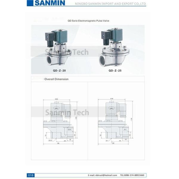 Right Angle Pneumatic Pulse Valve Electromagnetic Pulse Valve QD-Z-20 / 25 Serie SBFEC Type
