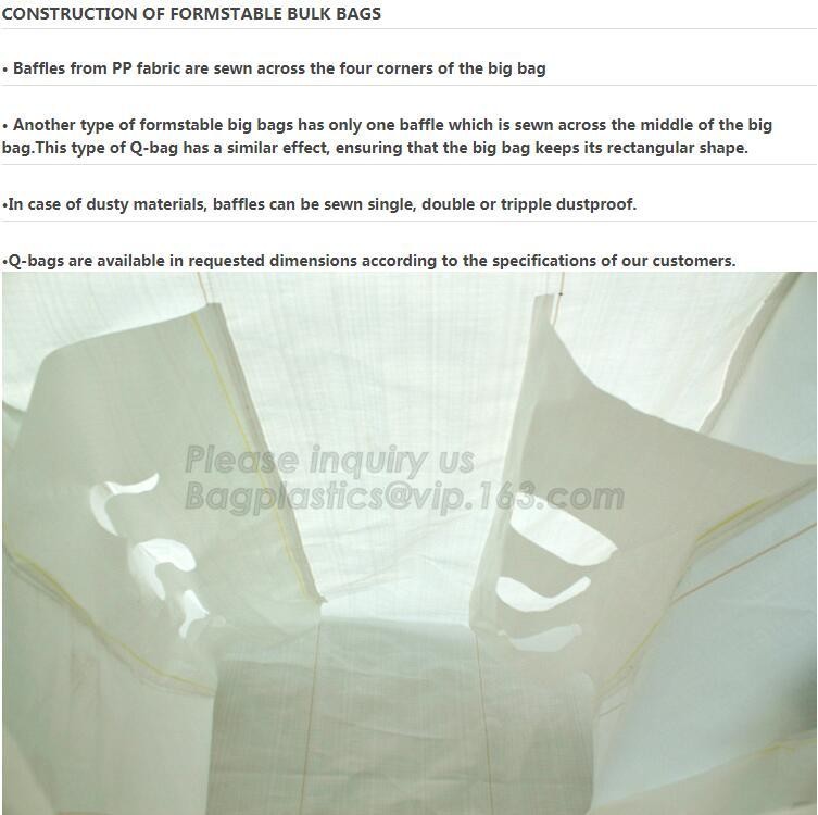 customizable PP u-panel baffle big bag /coated white woven PP jumbo bag/ventilated 4 panel baffle bag/all colors availab