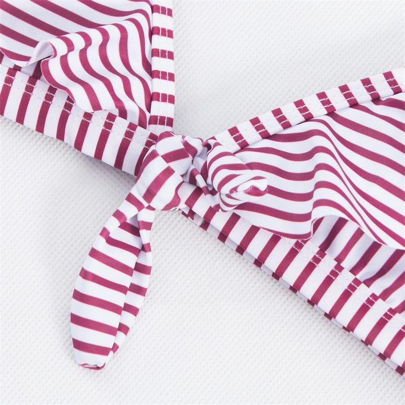Tiered Layer Tie a Knot Front Top With Low waist Bikini swimsuit high cut