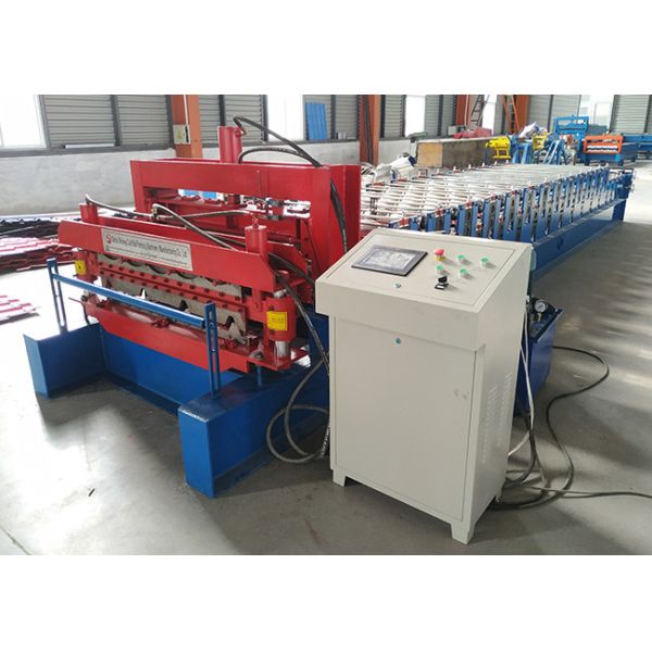 Roof Tile Double Layer Roll Forming Machine Electric Tension 380V 50 Hz 3 Phase