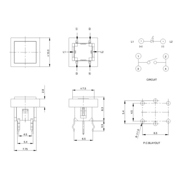 Short Time Delivery Illuminated Tact Switch , Led Momentary Switch