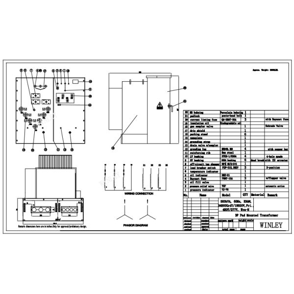 UL Certified 500Kva 3 Phase Pad Mounted Transformer Residential Power Distribution 34.5KV ANSI IEEE DOE 2016 Standards