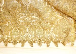 China Fashion Floral Pattern Gold Lurex Nylon Lace Fabric for Party / Banquet Dress wholesale