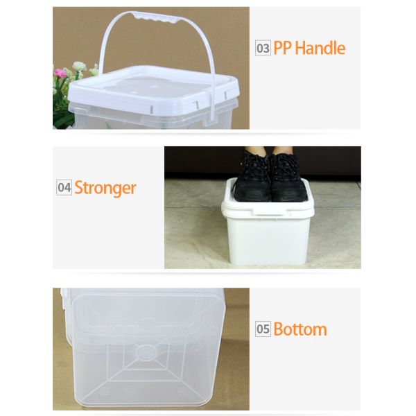 Square Plastic Bucket With Lid