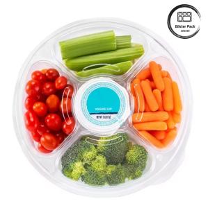 5 Section Round Serving Tray With Lid Plastic Platter Trays For Supermarket Veggie Display