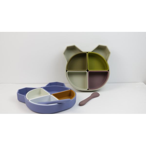 BPA Free Infant Silicone Feeding Plate Waterproof With Suction Bottom